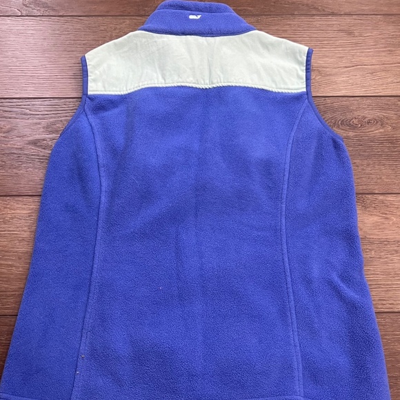 Vineyard Vines Women's Shep Fleece Vest, Blue/Mint Green, Size Small - Picture 2 of 12